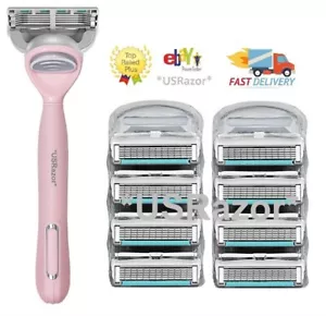 9 Gillette Fusion Razor Blades 8 Refills Pink Shaver Handle 5 Blades Cartridge - Picture 1 of 1