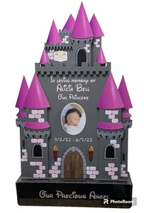 Baby Girls pink Personalised Castle On A Plinth. Memorial Remembrance. Tribute - Picture 1 of 2