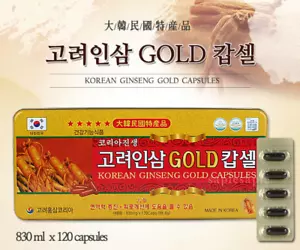 Estratto di Ginseng Rosso Coreano Oro Capsula Morbida 830mg x 120 Compresse (99,6g) Coreano - Foto 1 di 3