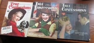 3 Vtg True Confessions Magazines Lot Oct 1946 March & Sept 1947 Romance & Ads - Picture 1 of 10