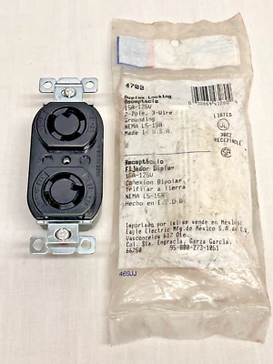 Receptáculo dúplex L5-15R 15A 125V Twist-LOCK RECEPTÁCULO, 2P, CONEXIÓN A TIERRA 3W, L515R Foto 1 de 4