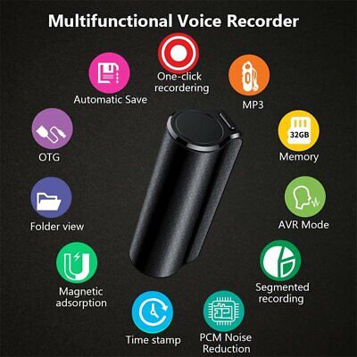 8-32GB Audio Recorder Mini  Voice Listening Device 1000 Hours Bug Recording • 42.99£