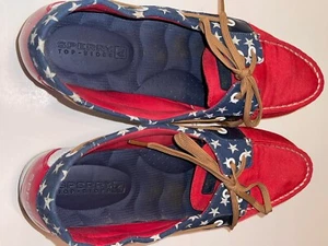 Scarpe donna Sperry Patriotic Top Sider Deck taglia 10 M stelle e righe - Foto 1 di 6
