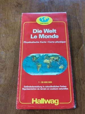 Die Welt Le Monde Hallwag  World Terrain Map Continent Map  - Image 1 of 4