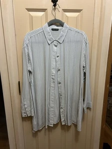 White Black Pinstripes Pure Silk Blouse Tunic Eileen Fisher L - Bild 1 von 9