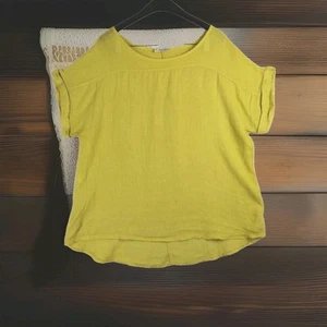 FLAW Lungo L’Arno 100% Linen Top Women 1X Yellow Made In Italy Beachy Lagenlook - Picture 1 of 9