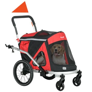 2 in 1 Bike Trailer with Aluminum Frame for Medium-Sized Dogs, Red - Picture 1 of 11