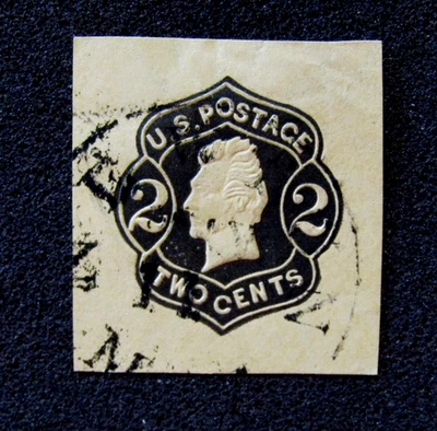 1863 US S# U46,  2 cent Black on Buff Envelope Corner BOB Used - Image 1 of 2