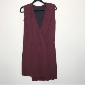 Vestido Tibi Talla 0 Drapeado Crepé Envolvente Borgoña Rojo Dobladillo Asimétrico Cóctel - Imagen 1 de 8