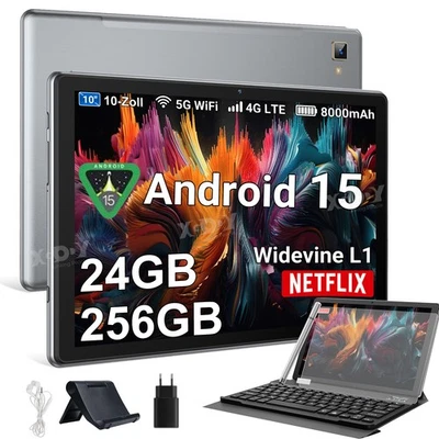 2025 Neu Tablet Android15 24GB+256GB(1TB TF) 8000mAh 10.1 Zoll 4G LTE WlFl 8Core - Bild 1 von 4