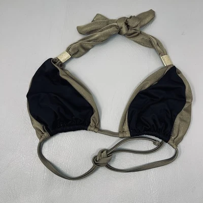 Top de baño Venus Bikini para mujer DD dorado metálico halter corbata ajustable traje de baño Foto 1 de 4