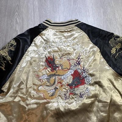 Rare!! Vintage Rocawear Satin Bomber Jacket Men Large L Tiger Dragon Asian Y2K - Image 1 of 4