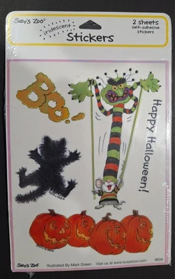 Pegatinas Iridiscentes Suzy's Zoo con Tema Feliz Halloween-2 Hojas Autoadhesivas Foto 1 de 2