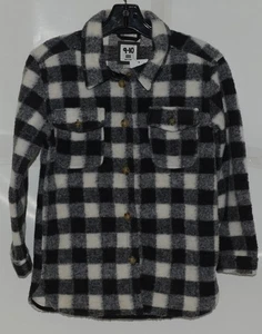 Cotton on Kids Black White Button Up Shacket 9 -10 Youth Long Sleeve - Picture 1 of 8
