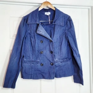 Old Navy Women Cotton Stretch Denim Double Breast Blazer Coat XL - Picture 1 of 4