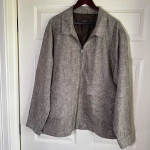 Men’s Tasso Elba Brown Linen Cotton Blend Full Zip Size XXL Jacket - Picture 1 of 15