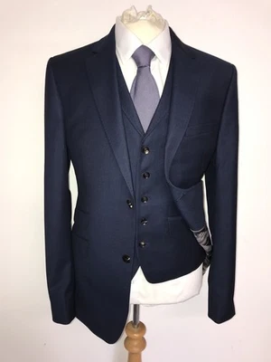 TED BAKER - Mens 3 Piece NAVY BLUE WOOL SUIT - 40 Reg - W32 L32 - GORGEOUS - Image 1 of 4