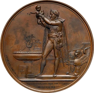 1811 FRANKREICH NAPOLEON BRONZE MEDAILLE "KÖNIG VON ROMS TAUFE" PARIS POSTFRISCH - Bild 1 von 3