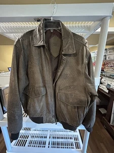 Vintage Roundtree & Yorke Brown Leather Jacket Mens M Preowned - Picture 1 of 14