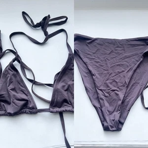 Nuevo sin etiquetas Conjunto de bikini Four Three Seven 437 marrón S/M cintura alta descarado triángulo - Imagen 1 de 7
