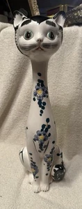 Vintage Long Neck Cat By Embassy Products Made In Japan Floral Motif - Picture 1 of 7