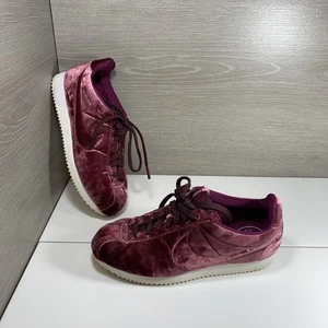 Nike Cortez Premium Low Velvet 862574-400 Maroon Red Women 7 Great! - Picture 1 of 11