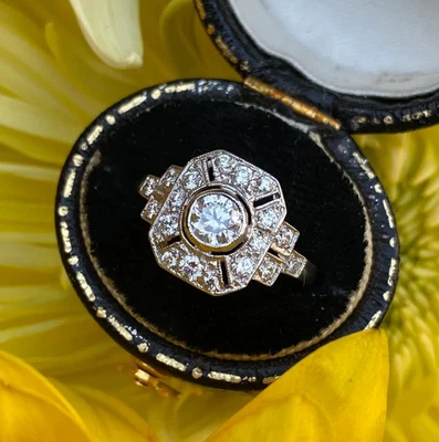 Art Deco Lab-Grown Diamond Cluster Ring 5.0 TCW with 18k White Gold Ring - Image 1 of 4