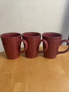 Set Of 3 Signature Sorrento Tall Debby Segura Mugs Burgundy - Picture 1 of 6
