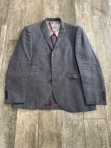 Men's Ultamoda Fitted Sport Coat Linen 40S Grey - Picture 1 of 20