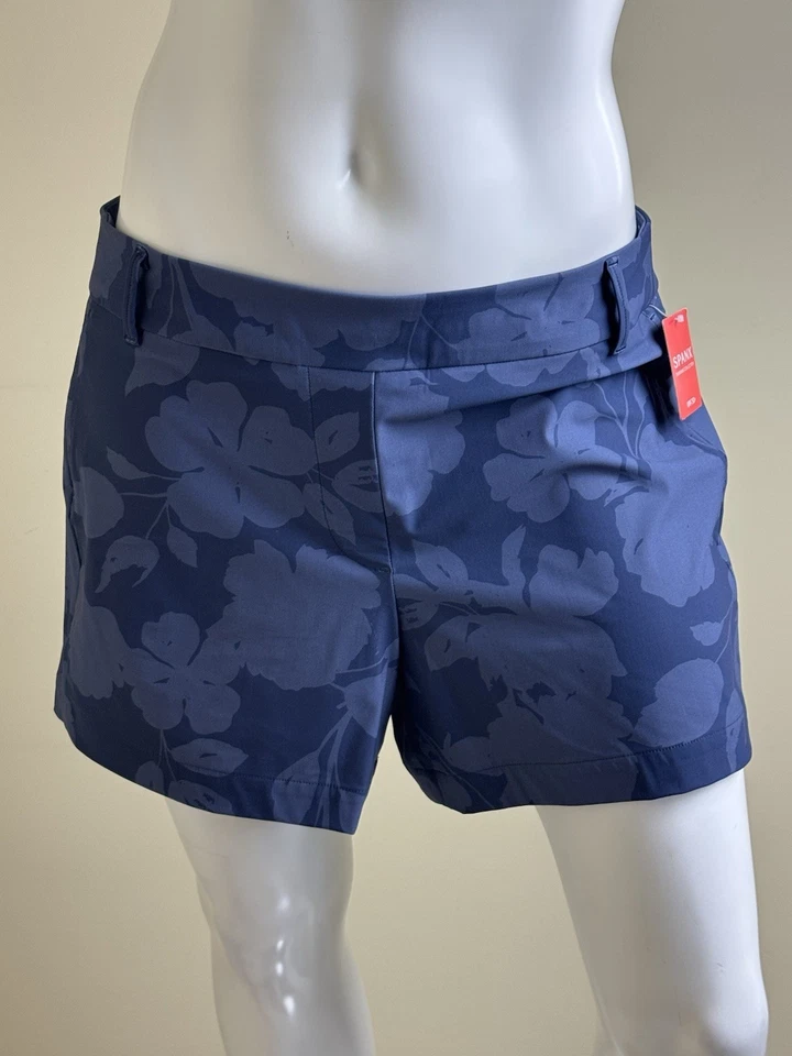 SPANX Women's Sunshine Floral Navy Shorts Sz L. (B.156)