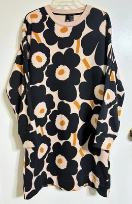 ADIDAS x Marimekko Unikko Floral Fleece Sweatshirt Dress-Size S-Multi - Image 1 of 4