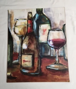Una hermosa pintura de vino - Una pintura 19" x 15" respaldo de madera - Imagen 1 de 10