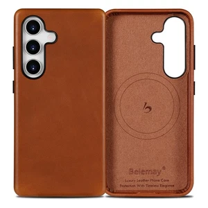 Leder Tasche für Samsung Galaxy S25 Kompatibel mit MagSafe, Premium Vollgra... - Bild 1 von 9