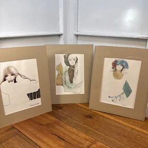 Christine, Denim Silk & Blue Ice - Rosamond Simone 1976 Lithograph 5x7 LOT 3 - Picture 1 of 5