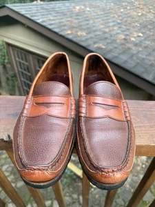 Mocassini Allen Edmonds Quincy Penny pelle bicolore ciottolata uomo taglia 10 D - Foto 1 di 13