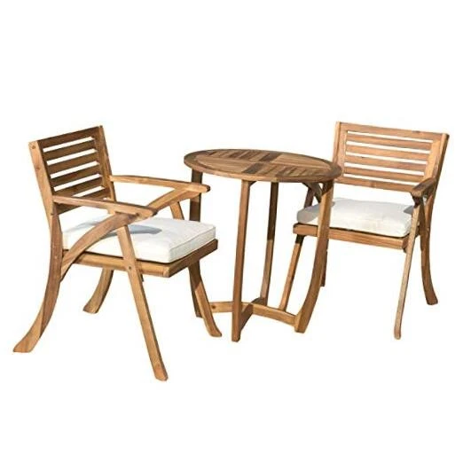  Conjunto bistrô de madeira de acácia Coronado, conjunto de 3 peças, acabamento em teca  - Imagem 1 de 4