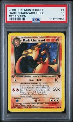 Dark Charizard 4/82 Pokemon Card 1st Edition Holo Team Rocket 2000 WOTC PSA 1 - Image 1 of 3