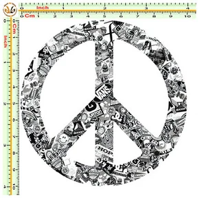 adesivo simbolo pace sticker bomb peace symbol black white auto moto helmet 1 pz - Picture 1 of 2