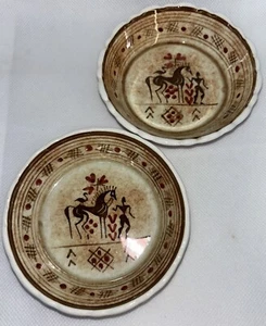 2 KERAMIKOS ATENE GRECIA FATTI A MANO Mini piatto torta smerlato vintage 4” - Foto 1 di 5