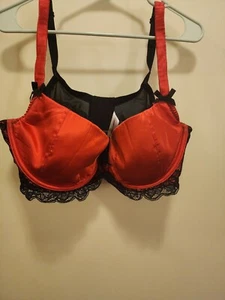 Torrid Red Satin and Black Lace Bra - Picture 1 of 2