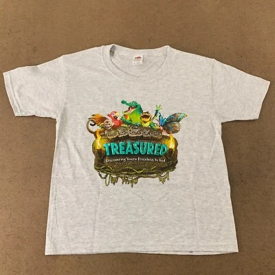 Camiseta gráfica gris jaspeado atesorada sin precio para God Island para niños talla pequeña nueva Foto 1 de 4