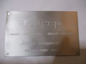 Typenschild Schild AMC Toledo Jeep Oldtimer CJ s90 - Picture 1 of 1
