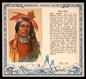 1954 T129 Red Man American Indian Chiefs #18 Red Shirt EX/MT