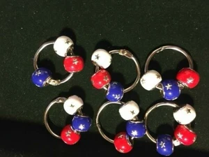 Brighton CELEBRATION Beads Set 3 -RED-WHITE-BLUE Bead's Silver Stars Rare NWOT - Picture 1 of 4