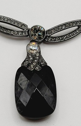 Givenchy Collana Grigio Cristallo Nero Vintage Nuova 14" 16" G012446595N