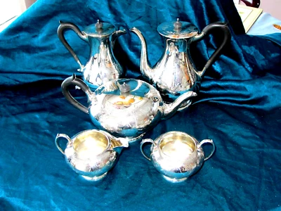 JUEGO DE CAFÉ TÉ 5 PIEZAS PLATA ESTERLINA ABEDUL 79 OZ TROY. 2457 gramos Foto 1 de 4