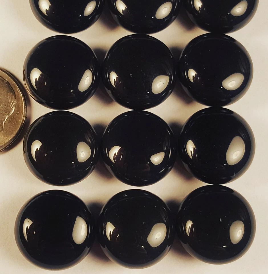 BLACK ONYX 14 mm rd. Shaped like M&Ms. Beautiful. - Image 1 of 1
