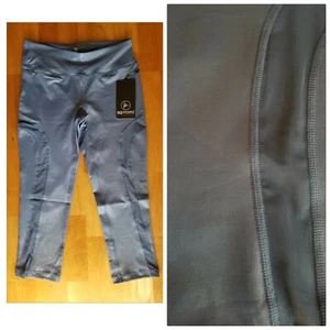 90 DEGREE Gray Pearl Finish Mesh Capri Yoga Pants Women's Medium & Large $78 - Picture 1 of 7