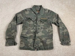 Arizona Premium Jeansjacke Herren großer Knopf Reißverschluss Kragen Taschen Camouflage grün - Bild 1 von 15