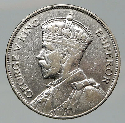 1935 NEW ZEALAND UK King George V Antique OLD Silver 1/2 Half Crown Coin i92109 - Image 1 of 3